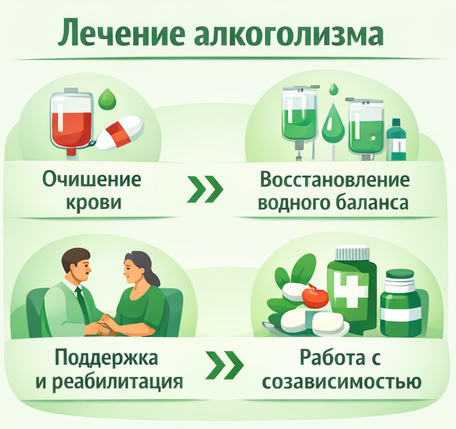 лечение алкоголизма в Охе этапы